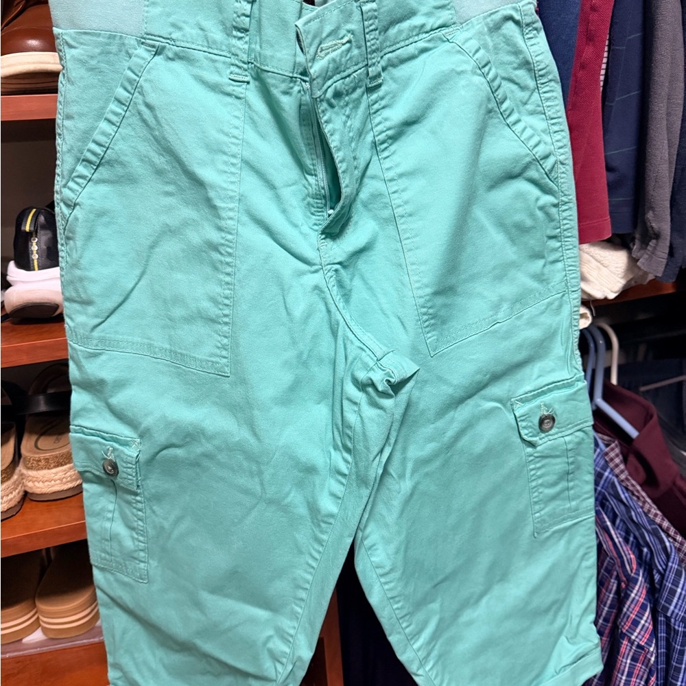 Mint Green Cargo Capri Pants